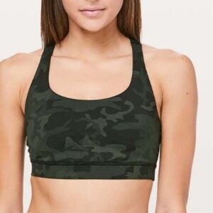 lululemon athletica Camo Sports Bra - Black and Green